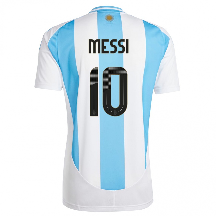 Mujer Fútbol Camiseta Argentina Lionel Messi #10 Blanco Azul 1ª Equipación 24-26 México