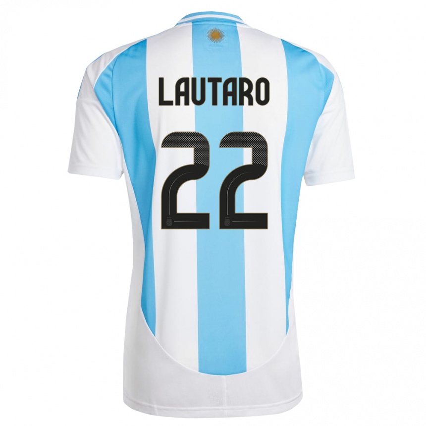 Mujer Fútbol Camiseta Argentina Lautaro Martinez #22 Blanco Azul 1ª Equipación 24-26 México