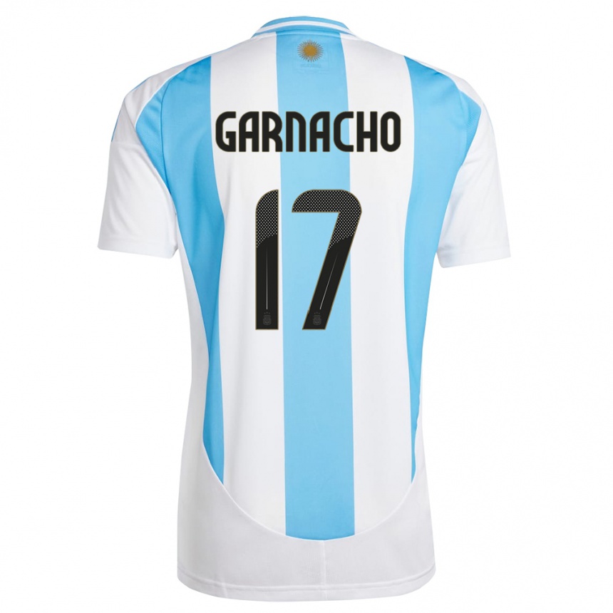 Mujer Fútbol Camiseta Argentina Alejandro Garnacho #17 Blanco Azul 1ª Equipación 24-26 México