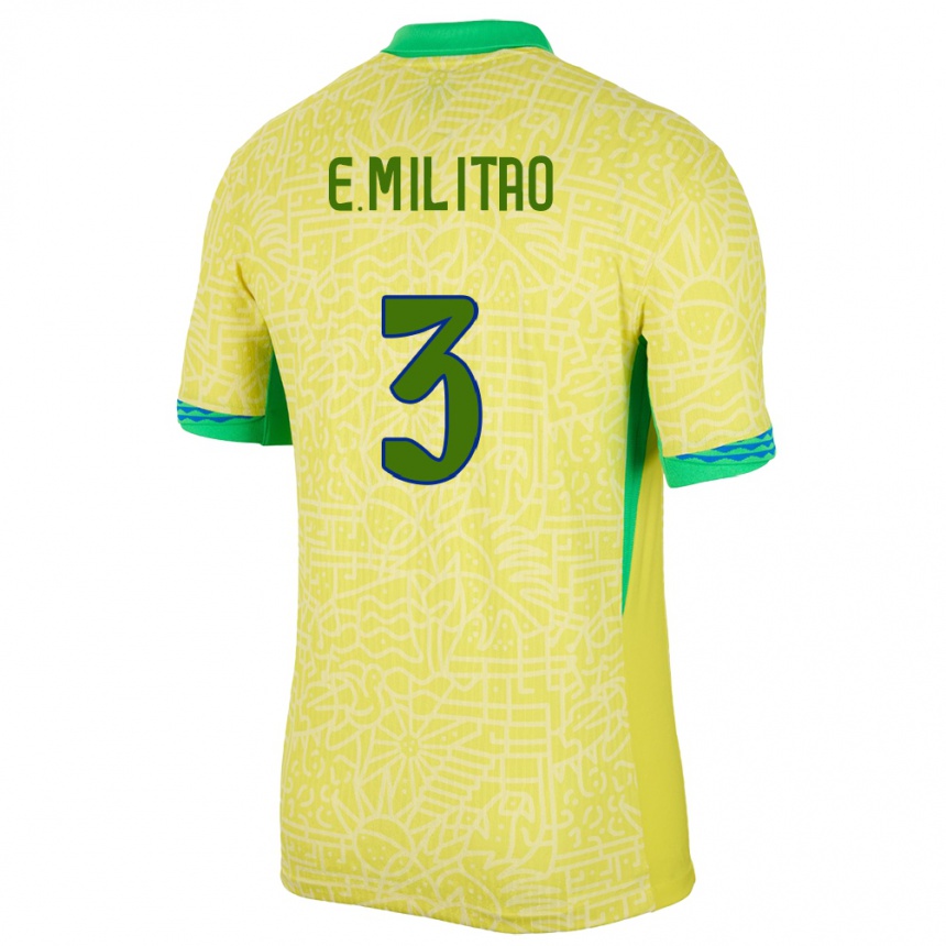 Mujer Fútbol Camiseta Brasil Eder Militao #3 Amarillo 1ª Equipación 24-26 México