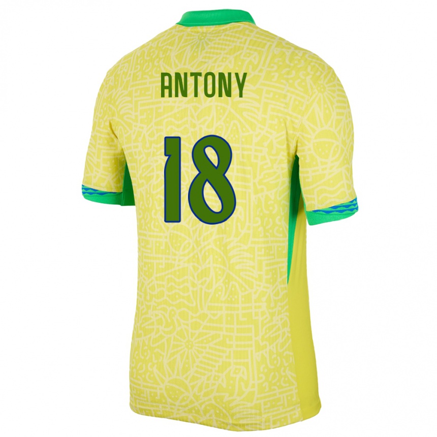 Mujer Fútbol Camiseta Brasil Antony #18 Amarillo 1ª Equipación 24-26 México