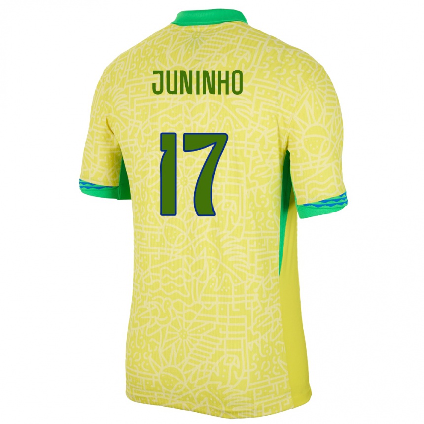 Mujer Fútbol Camiseta Brasil Juninho #17 Amarillo 1ª Equipación 24-26 México