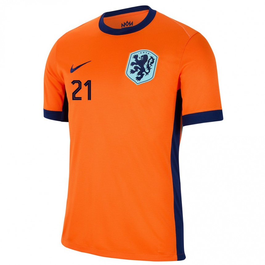 Mujer Fútbol Camiseta Países Bajos Frenkie De Jong #21 Naranja 1ª Equipación 24-26 México