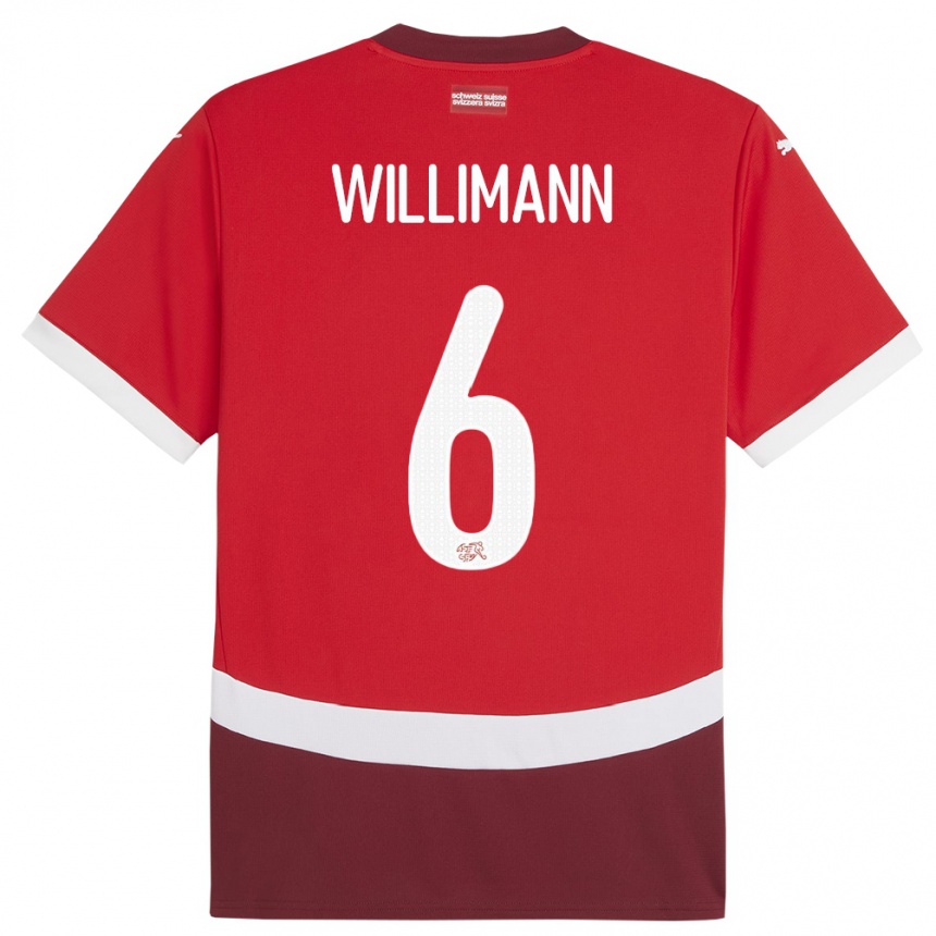 Mujer Fútbol Camiseta Suiza Mauricio Willimann #6 Rojo 1ª Equipación 24-26 México