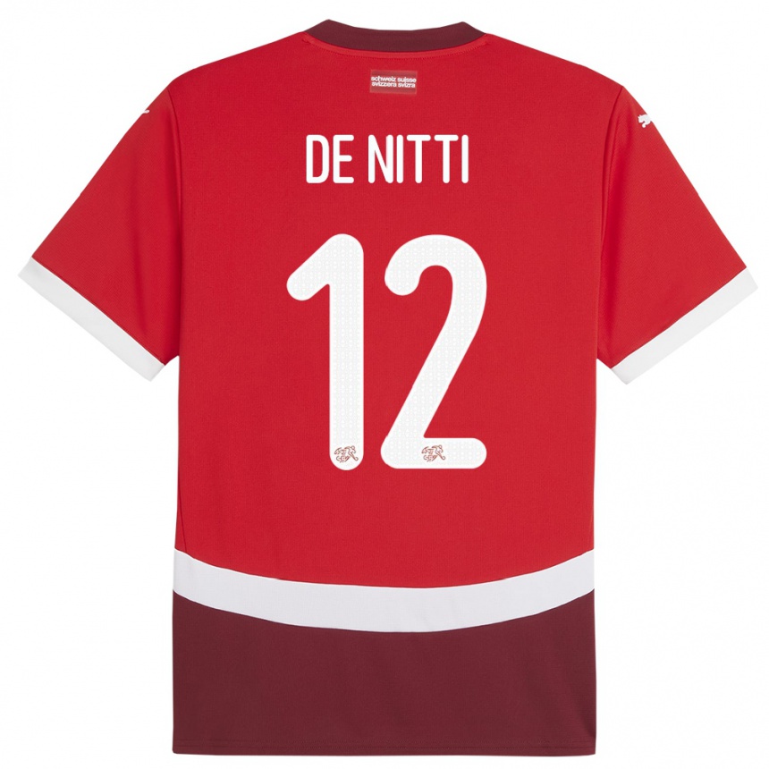 Mujer Fútbol Camiseta Suiza Gianni De Nitti #12 Rojo 1ª Equipación 24-26 México