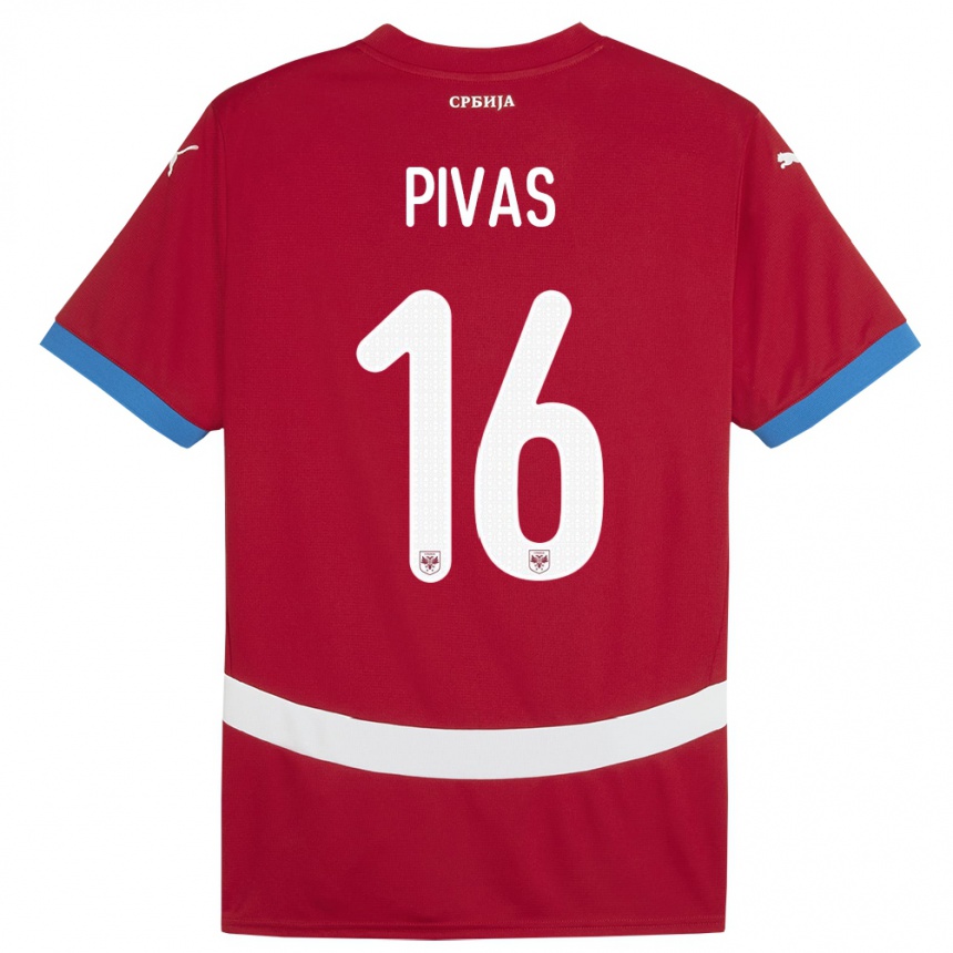Mujer Fútbol Camiseta Serbia Miodrag Pivas #16 Rojo 1ª Equipación 24-26 México