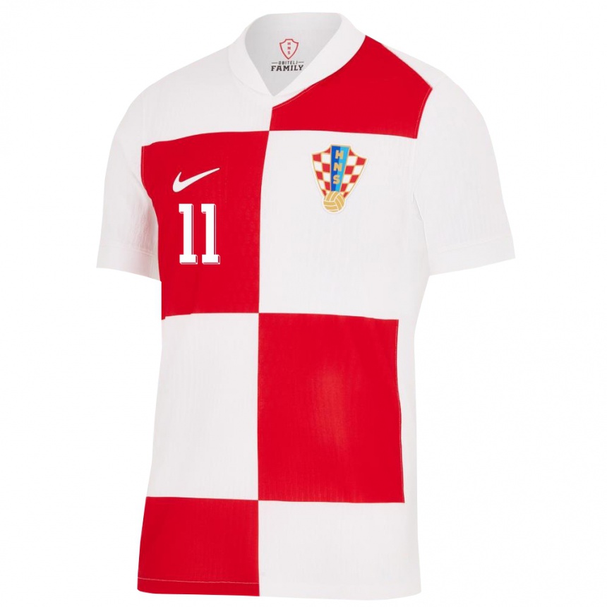 Mujer Fútbol Camiseta Croacia Marcelo Brozovic #11 Blanco Rojo 1ª Equipación 24-26 México