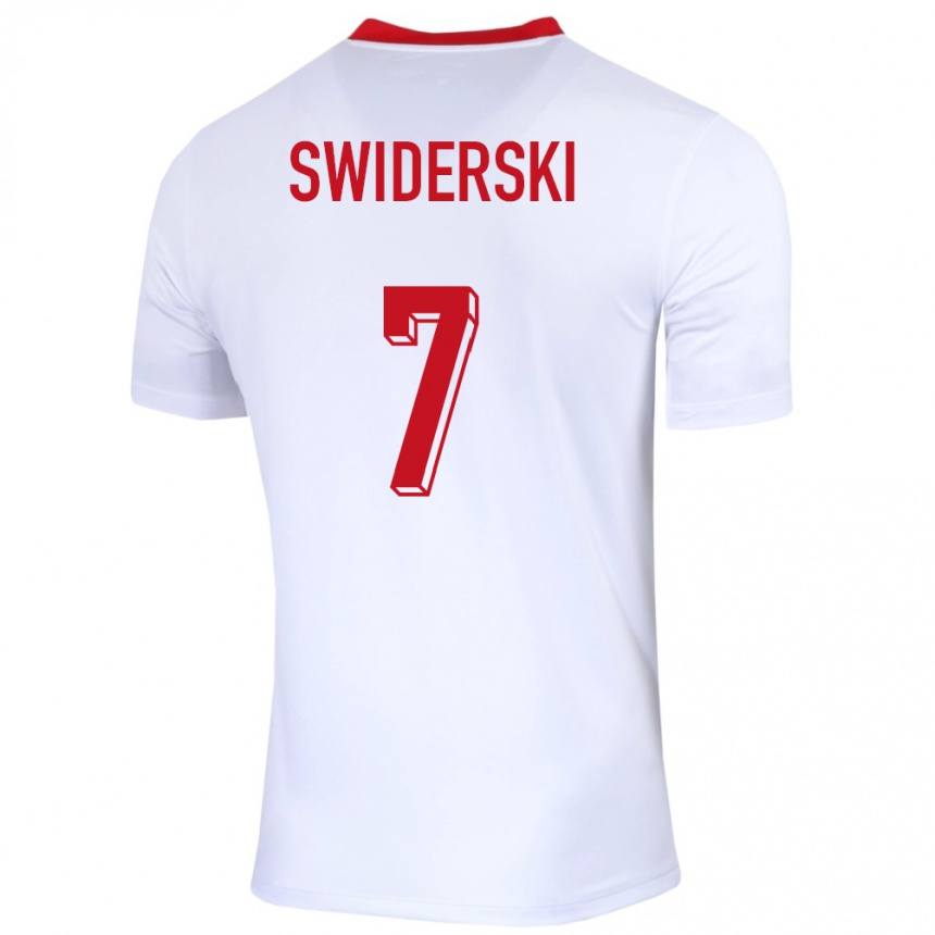 Mujer Fútbol Camiseta Polonia Karol Swiderski #7 Blanco 1ª Equipación 24-26 México