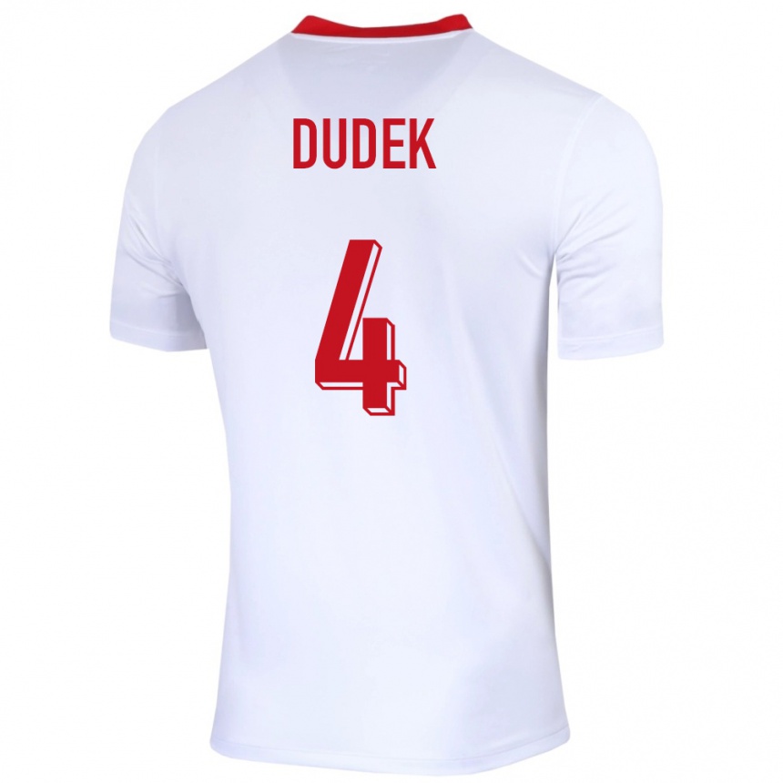 Mujer Fútbol Camiseta Polonia Paulina Dudek #4 Blanco 1ª Equipación 24-26 México