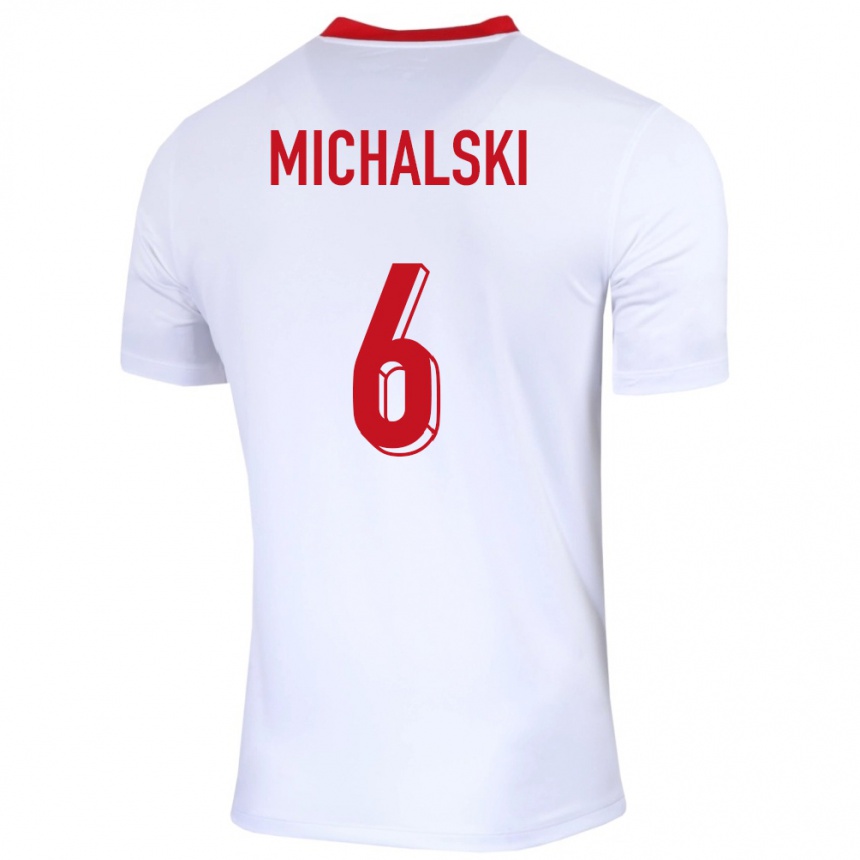 Mujer Fútbol Camiseta Polonia Szymon Michalski #6 Blanco 1ª Equipación 24-26 México