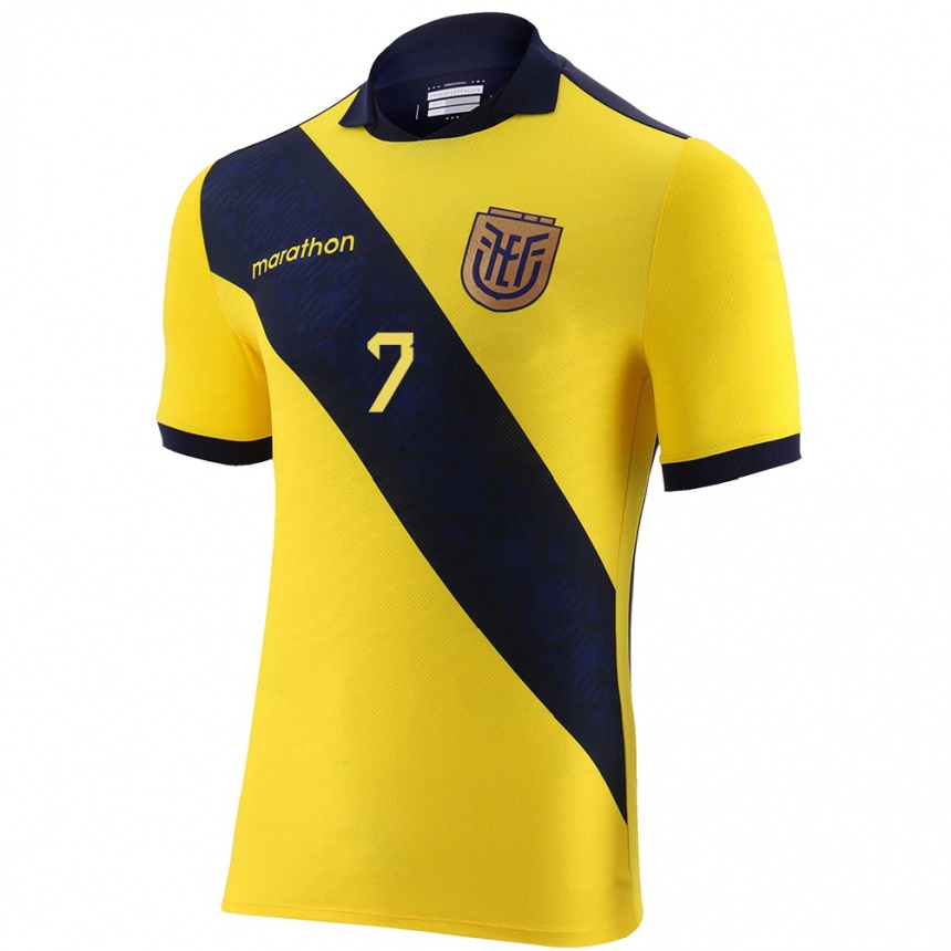 Mujer Fútbol Camiseta Ecuador Pervis Estupinan #7 Amarillo 1ª Equipación 24-26 México