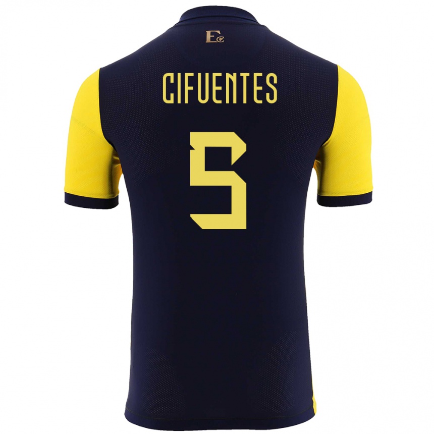 Mujer Fútbol Camiseta Ecuador Jose Cifuentes #5 Amarillo 1ª Equipación 24-26 México
