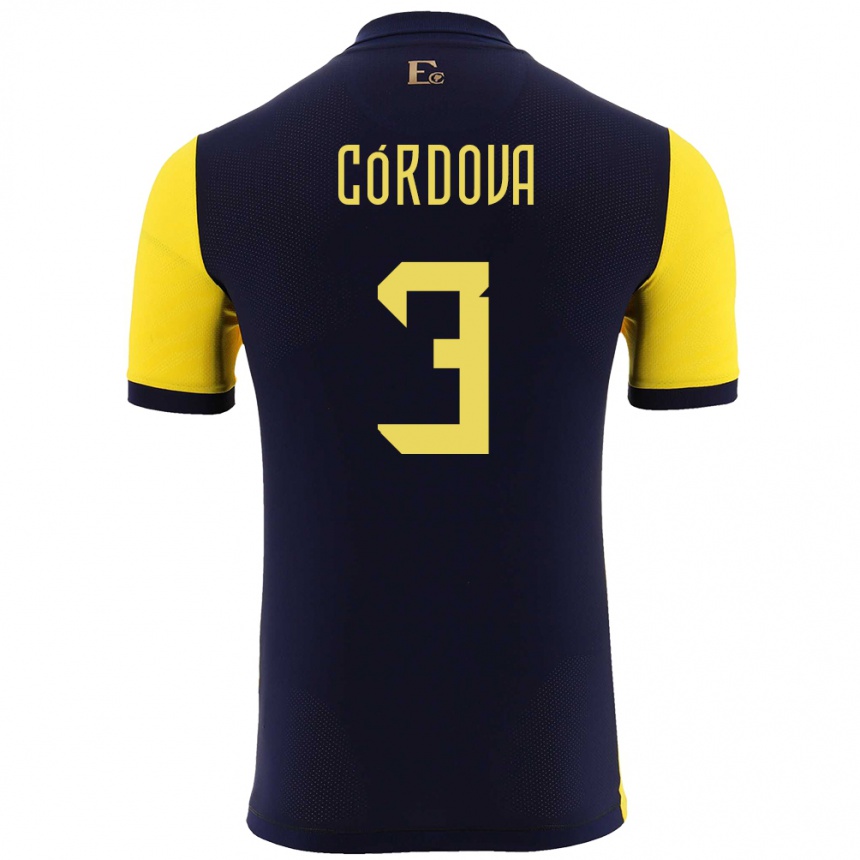 Mujer Fútbol Camiseta Ecuador Luis Cordova #3 Amarillo 1ª Equipación 24-26 México