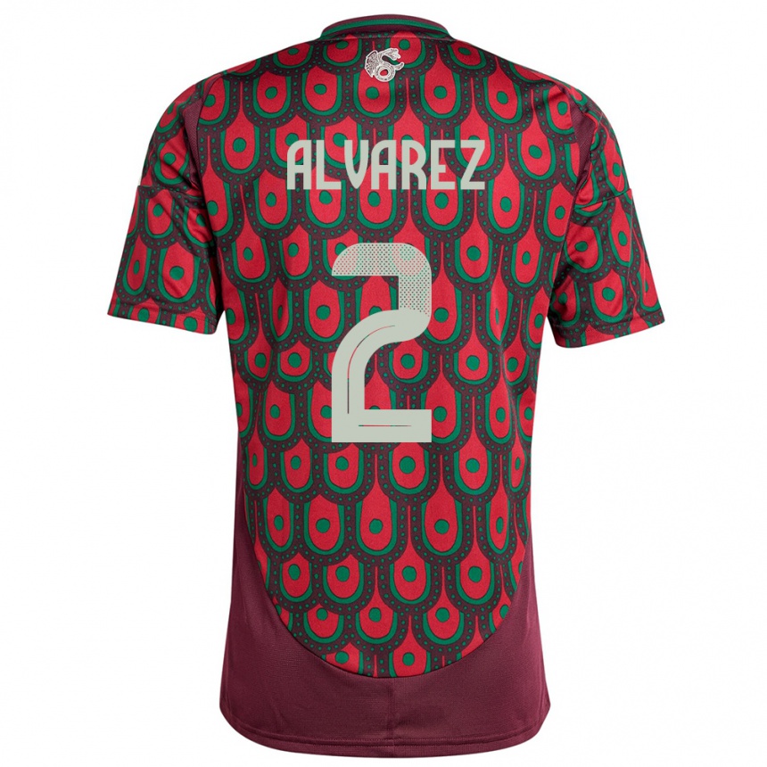 Mujer Fútbol Camiseta México Kevin Alvarez #2 Granate 1ª Equipación 24-26 México