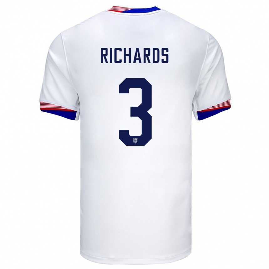 Mujer Fútbol Camiseta Estados Unidos Chris Richards #3 Blanco 1ª Equipación 24-26 México