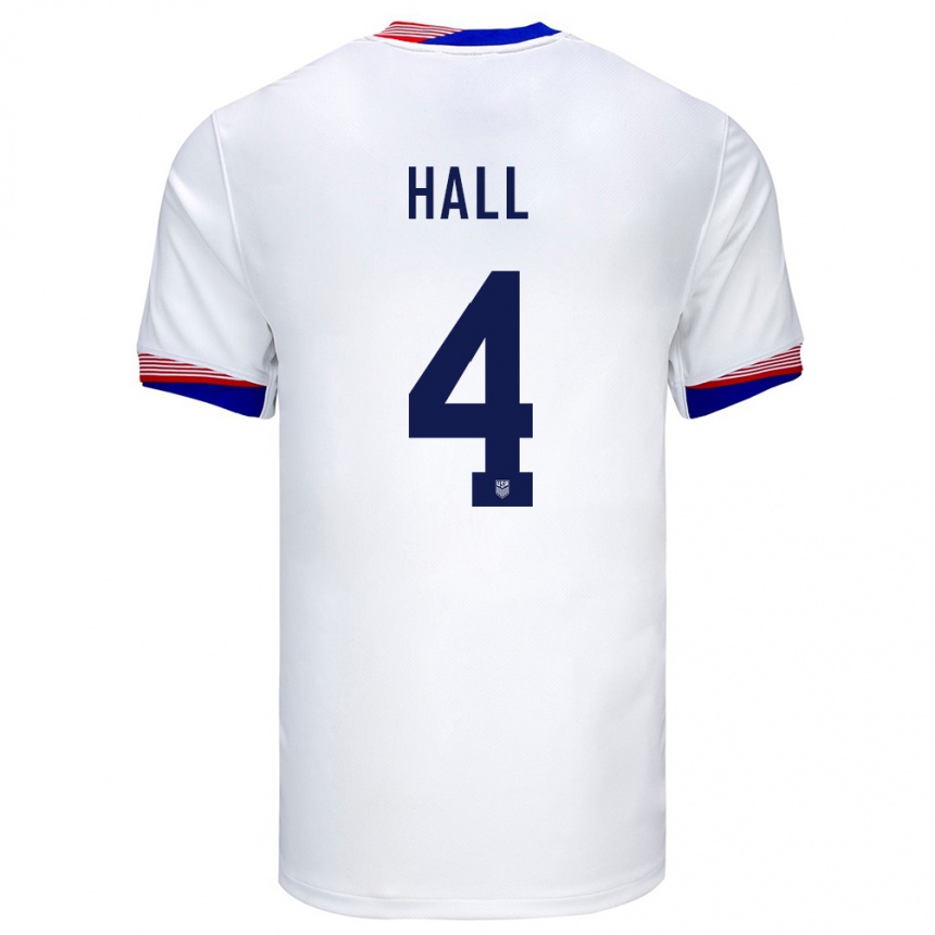 Mujer Fútbol Camiseta Estados Unidos Tyler Hall #4 Blanco 1ª Equipación 24-26 México