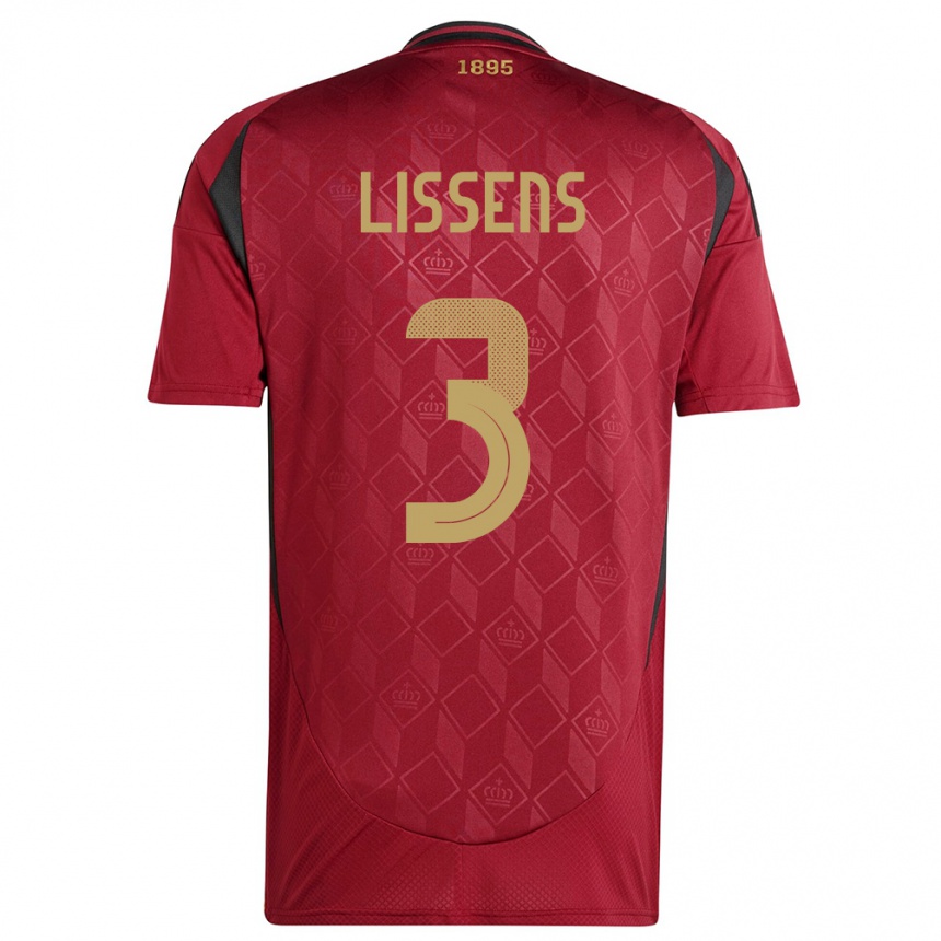Mujer Fútbol Camiseta Bélgica Lucas Lissens #3 Borgoña 1ª Equipación 24-26 México