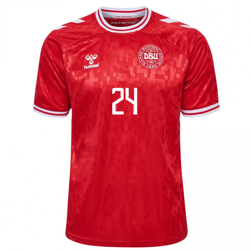 Mujer Fútbol Camiseta Dinamarca Anders Dreyer #24 Rojo 1ª Equipación 24-26 México