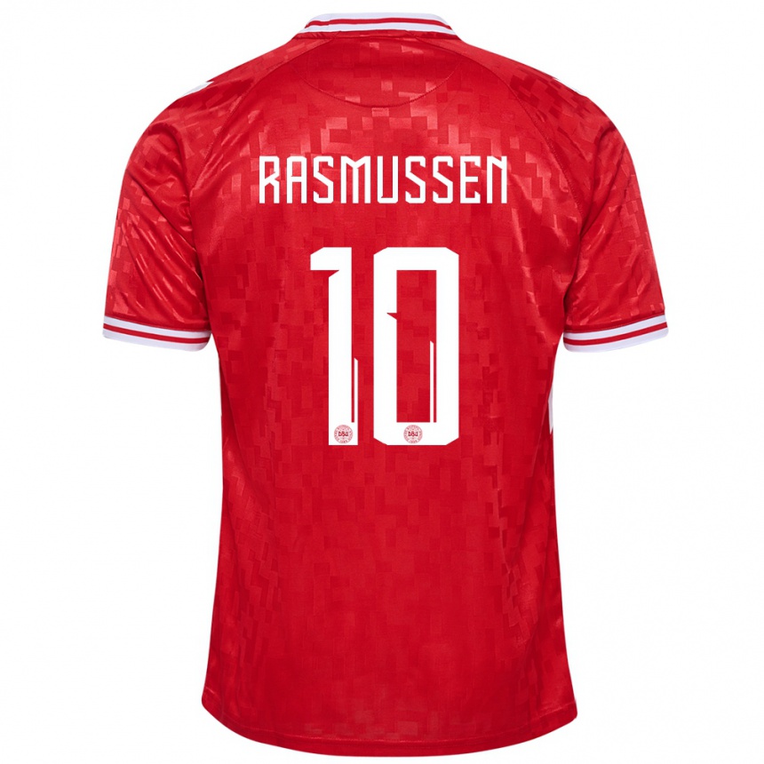 Mujer Fútbol Camiseta Dinamarca Christian Rasmussen #10 Rojo 1ª Equipación 24-26 México