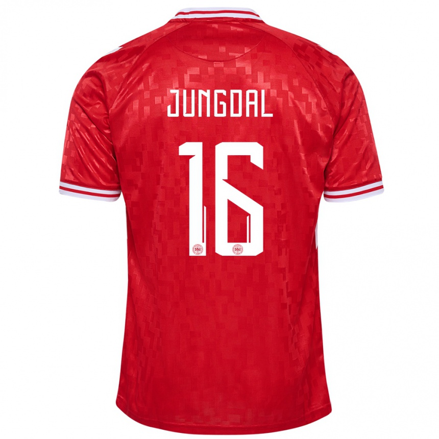 Mujer Fútbol Camiseta Dinamarca Andreas Jungdal #16 Rojo 1ª Equipación 24-26 México