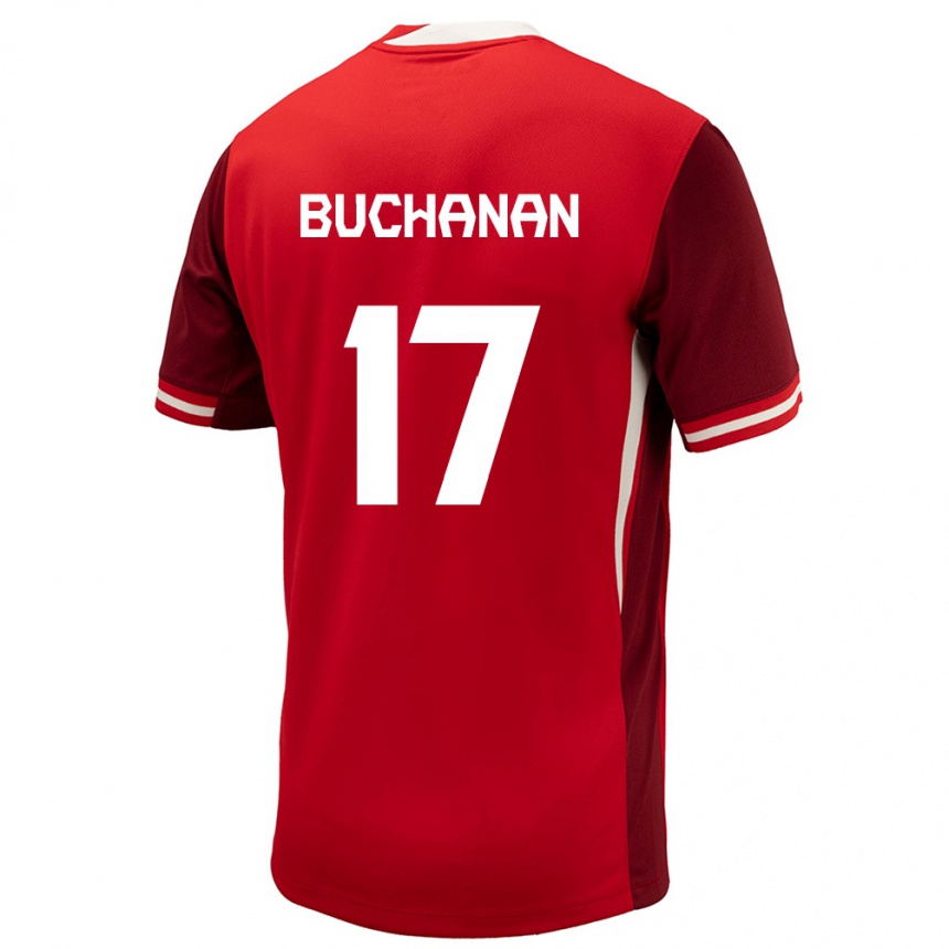 Mujer Fútbol Camiseta Canadá Tajon Buchanan #17 Rojo 1ª Equipación 24-26 México