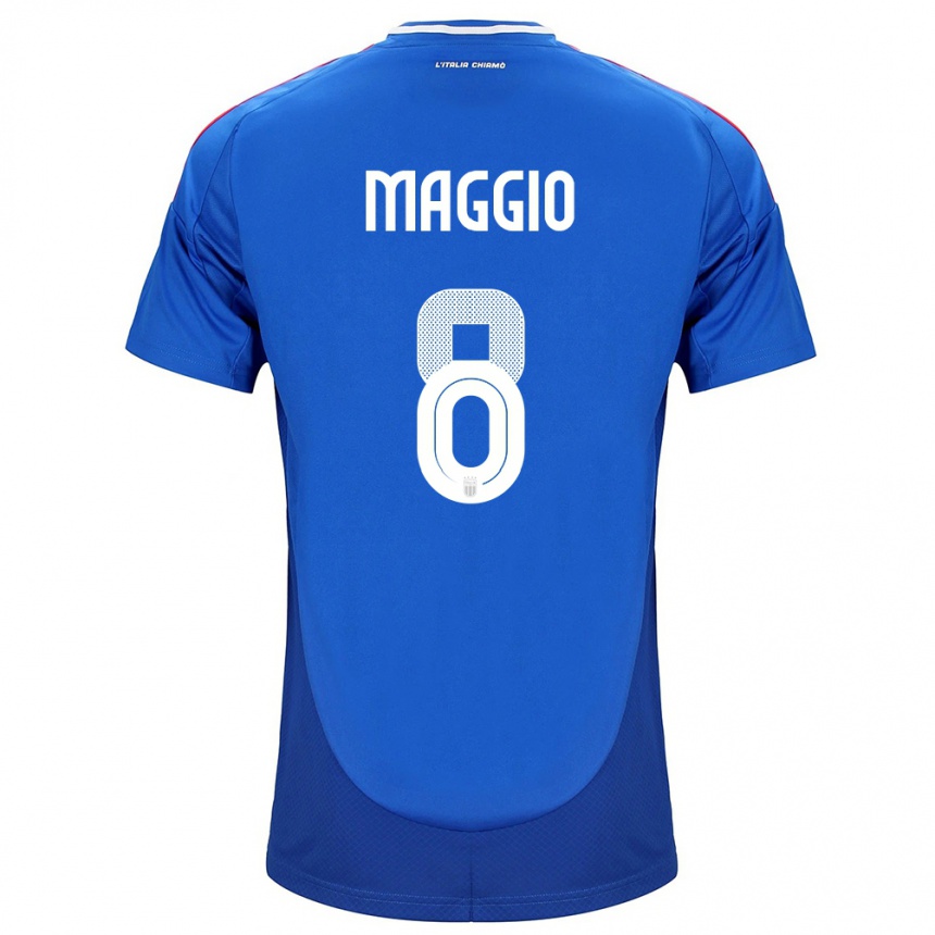 Mujer Fútbol Camiseta Italia Luca Di Maggio #8 Azul 1ª Equipación 24-26 México