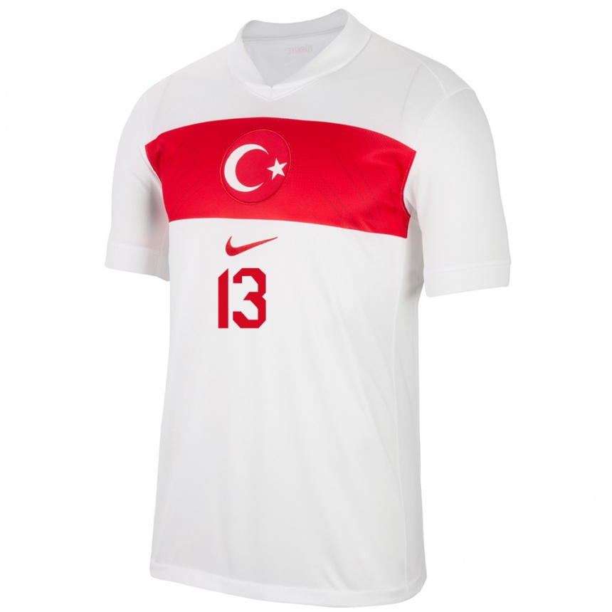 Mujer Fútbol Camiseta Turquía Cenk Özkacar #13 Blanco 1ª Equipación 24-26 México