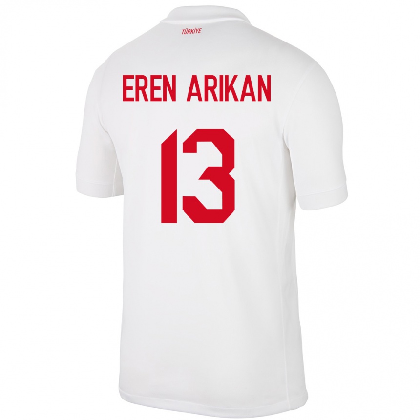 Mujer Fútbol Camiseta Turquía Muhammed Eren Arıkan #13 Blanco 1ª Equipación 24-26 México