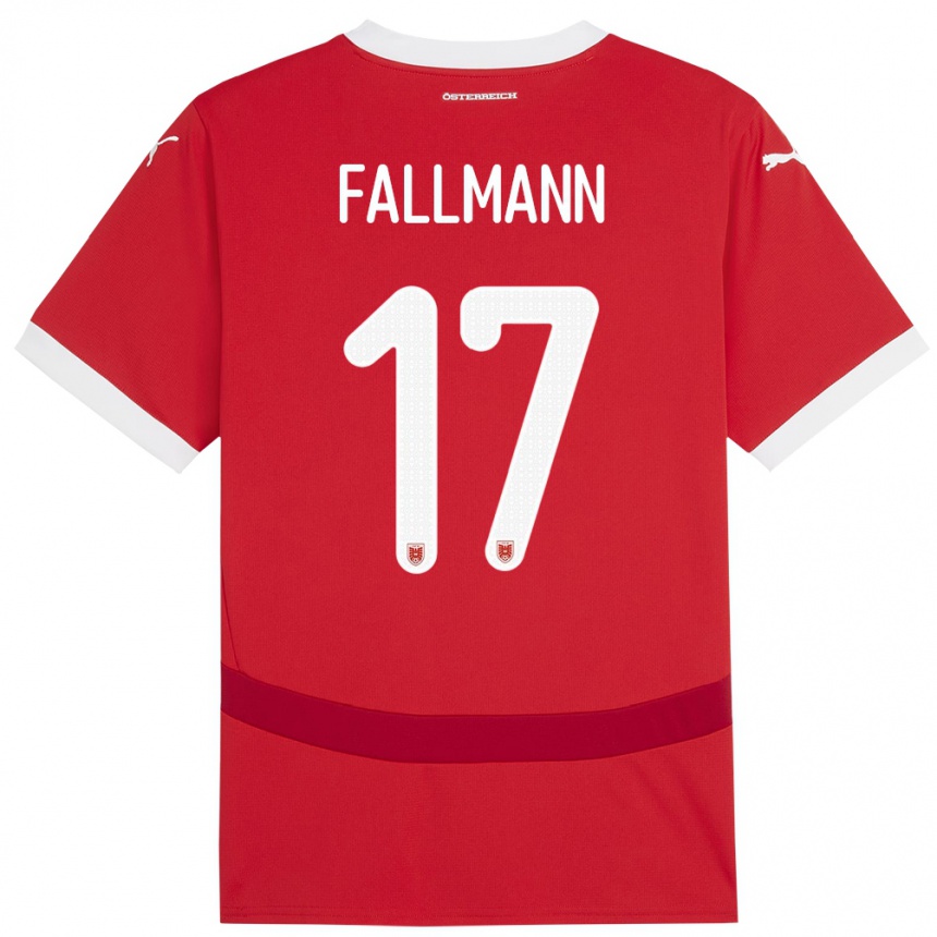 Mujer Fútbol Camiseta Austria Pascal Fallmann #17 Rojo 1ª Equipación 24-26 México