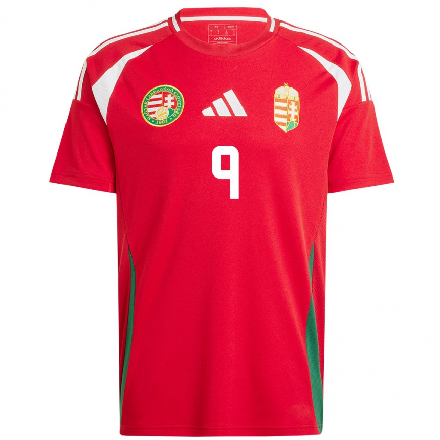 Mujer Fútbol Camiseta Hungría Patrik Kovács #9 Rojo 1ª Equipación 24-26 México