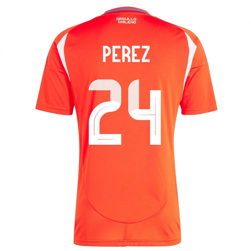 Mujer Fútbol Camiseta Chile César Pérez #24 Rojo 1ª Equipación 24-26 México