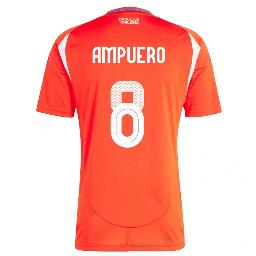 Mujer Fútbol Camiseta Chile Benjamín Ampuero #8 Rojo 1ª Equipación 24-26 México