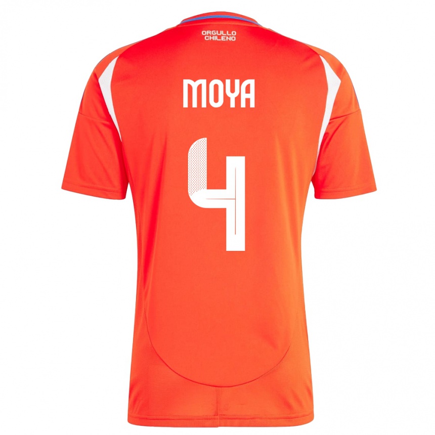 Mujer Fútbol Camiseta Chile Matías Moya #4 Rojo 1ª Equipación 24-26 México