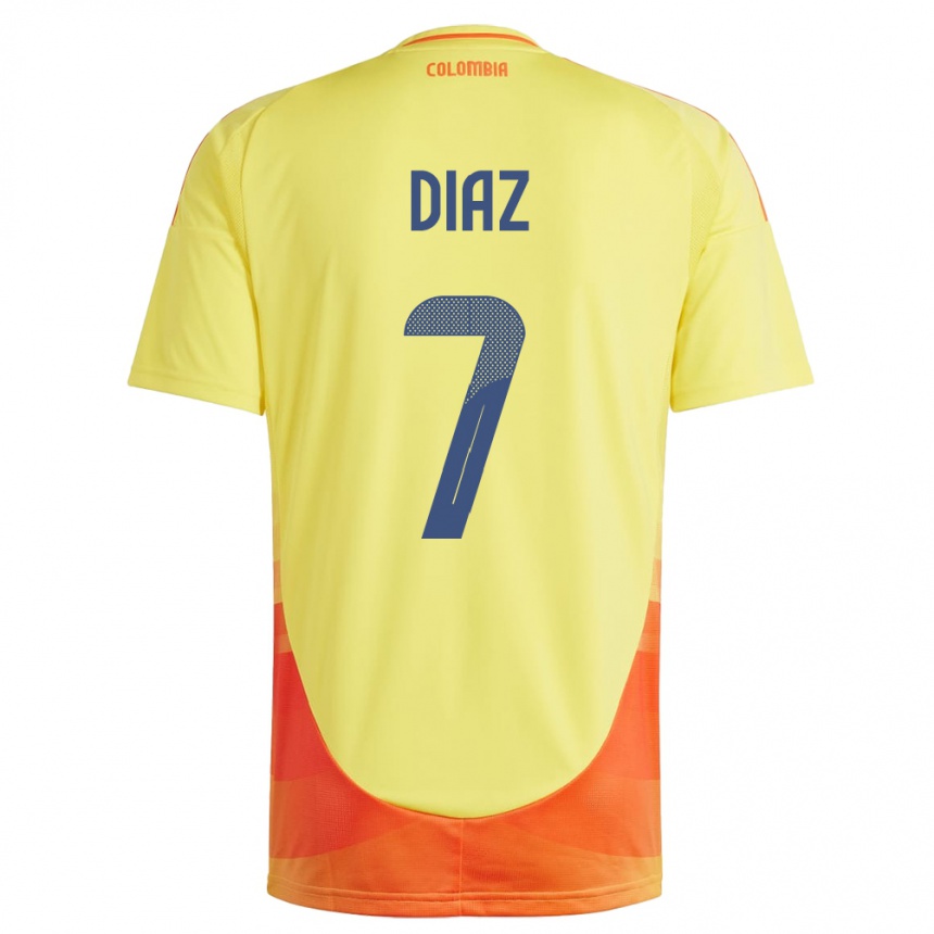 Mujer Fútbol Camiseta Colombia Luis Díaz #7 Amarillo 1ª Equipación 24-26 México