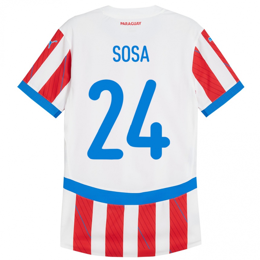 Mujer Fútbol Camiseta Paraguay Ramón Sosa #24 Blanco Rojo 1ª Equipación 24-26 México