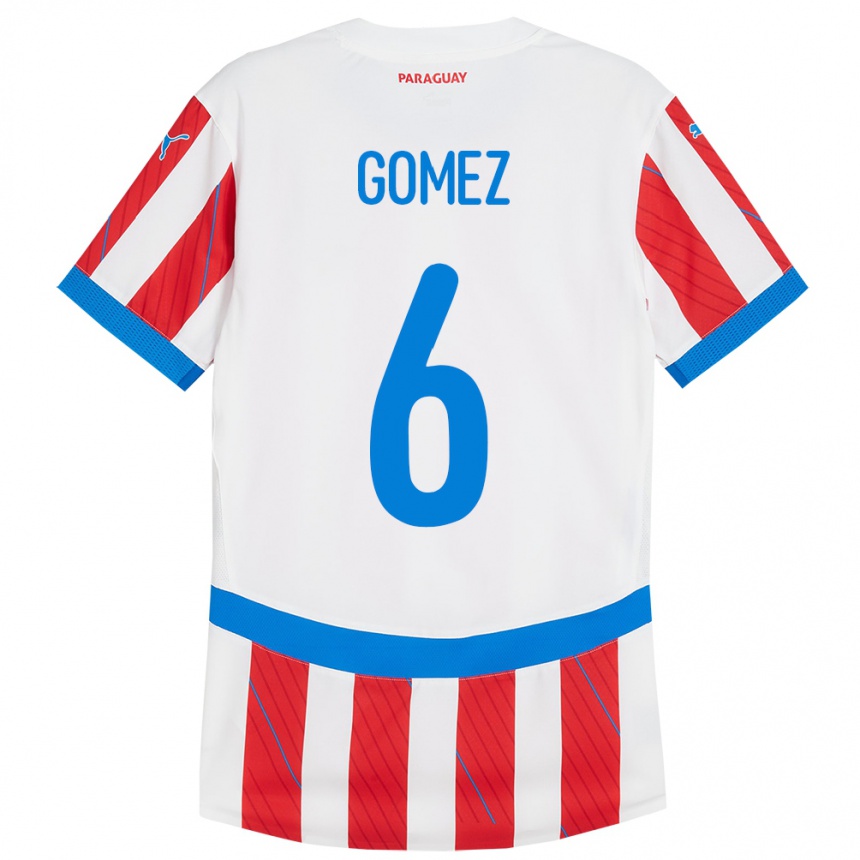 Mujer Fútbol Camiseta Paraguay Marcos Gómez #6 Blanco Rojo 1ª Equipación 24-26 México