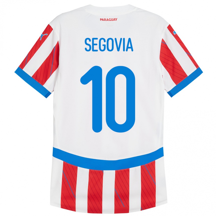 Mujer Fútbol Camiseta Paraguay Matías Segovia #10 Blanco Rojo 1ª Equipación 24-26 México