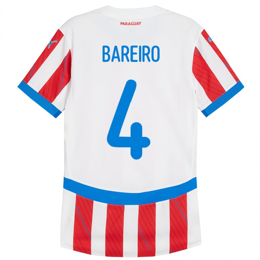 Mujer Fútbol Camiseta Paraguay Daysy Bareiro #4 Blanco Rojo 1ª Equipación 24-26 México