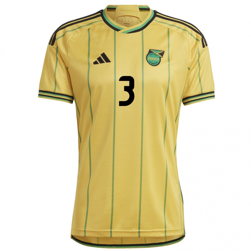 Mujer Fútbol Camiseta Jamaica Melissa Johnson #3 Amarillo 1ª Equipación 24-26 México