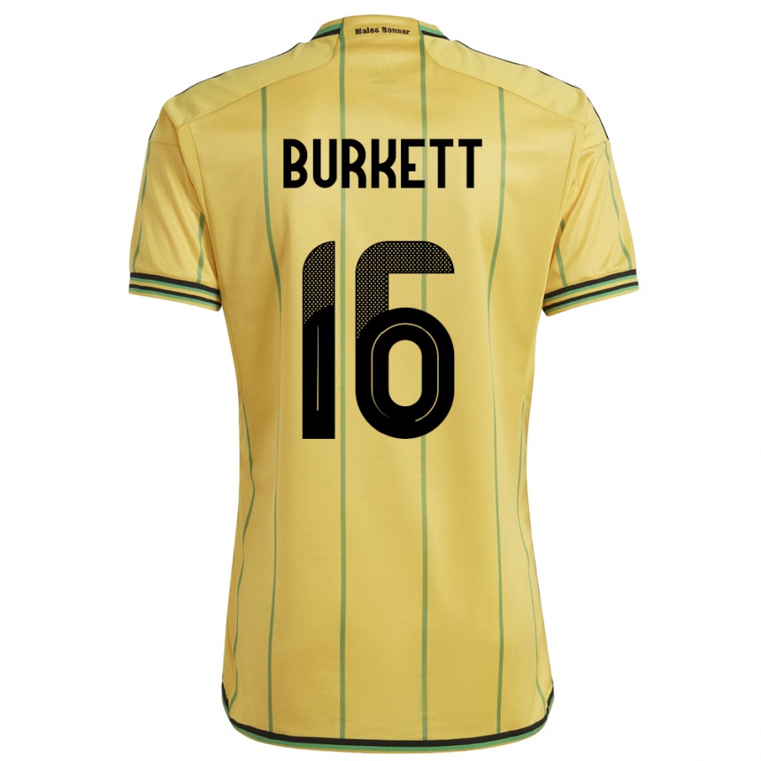 Mujer Fútbol Camiseta Jamaica Brian Burkett #16 Amarillo 1ª Equipación 24-26 México