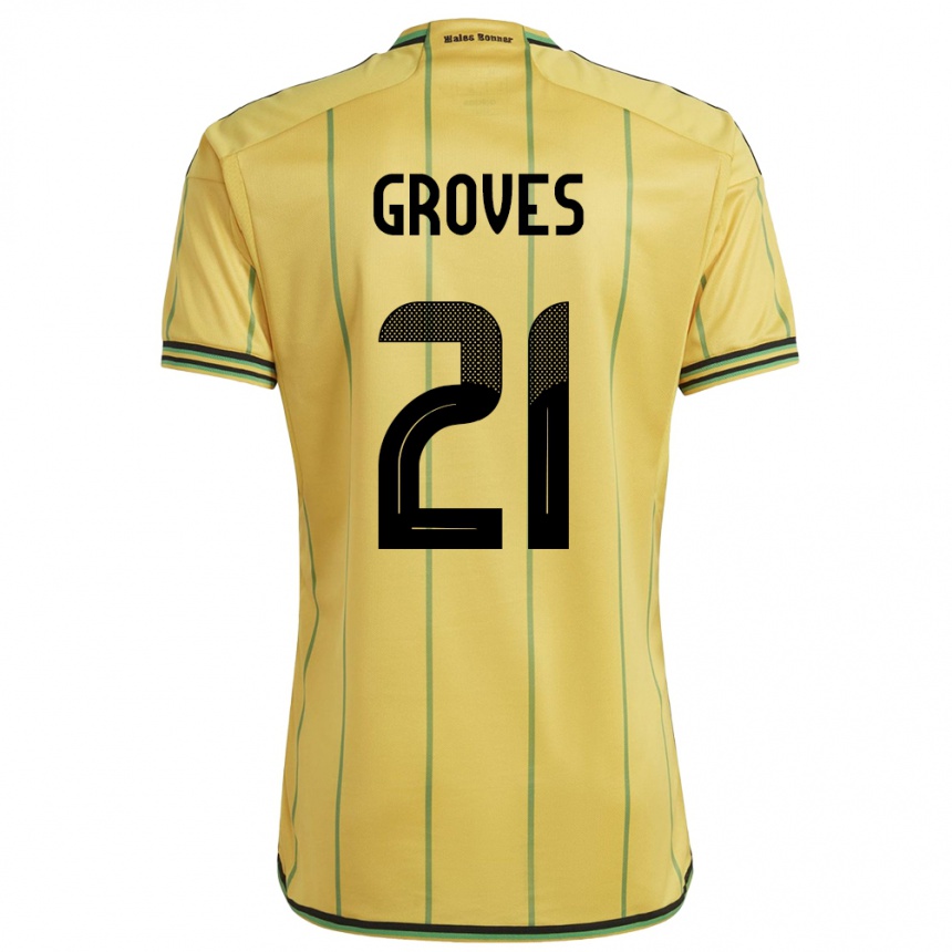 Mujer Fútbol Camiseta Jamaica Isreala Groves #21 Amarillo 1ª Equipación 24-26 México