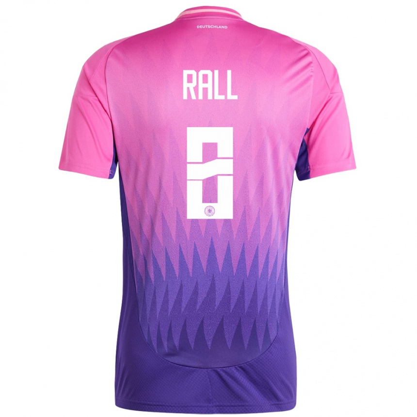 Mujer Fútbol Camiseta Alemania Maximiliane Rall #8 Rosado Morado 2ª Equipación 24-26 México