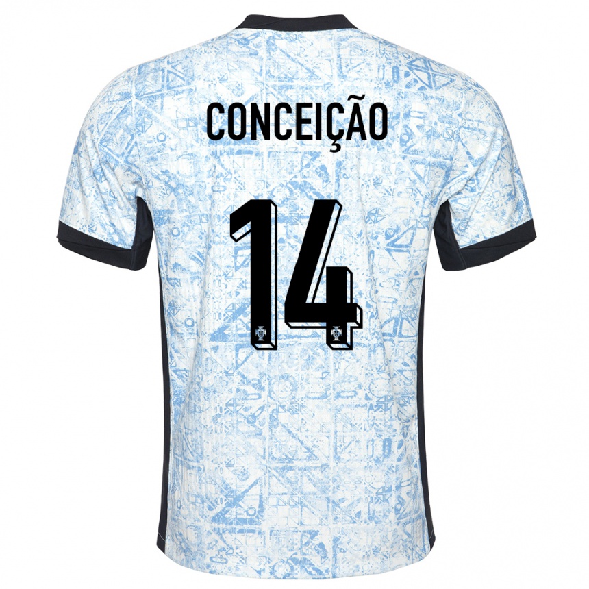 Mujer Fútbol Camiseta Portugal Rodrigo Conceicao #14 Crema Azul 2ª Equipación 24-26 México