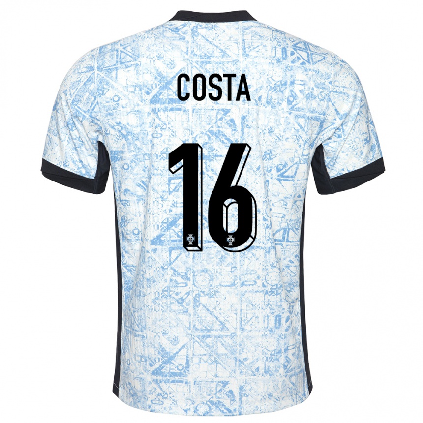 Mujer Fútbol Camiseta Portugal David Costa #16 Crema Azul 2ª Equipación 24-26 México