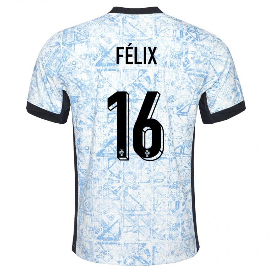 Mujer Fútbol Camiseta Portugal Hugo Felix #16 Crema Azul 2ª Equipación 24-26 México