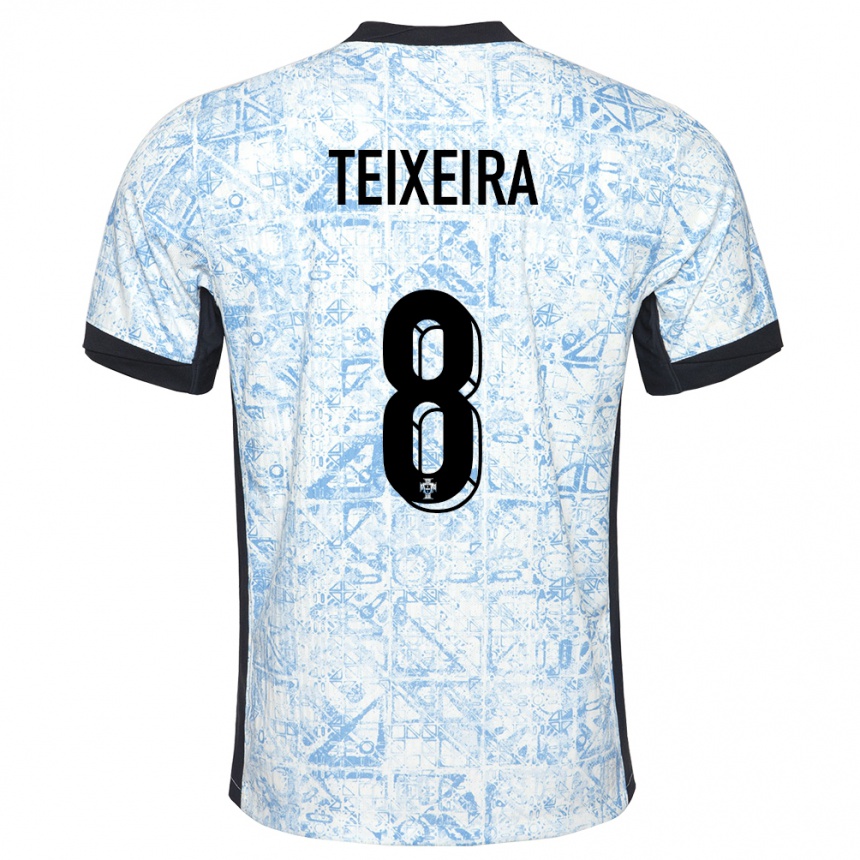 Mujer Fútbol Camiseta Portugal Joao Teixeira #8 Crema Azul 2ª Equipación 24-26 México