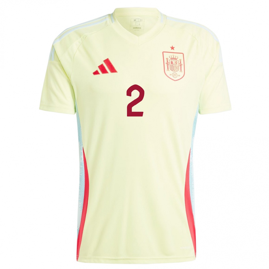 Mujer Fútbol Camiseta España Ivan Fresneda #2 Amarillo 2ª Equipación 24-26 México