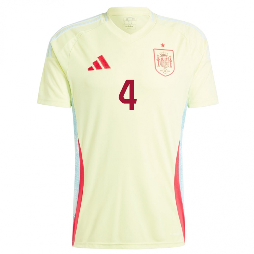 Mujer Fútbol Camiseta España Rocio Galvez #4 Amarillo 2ª Equipación 24-26 México