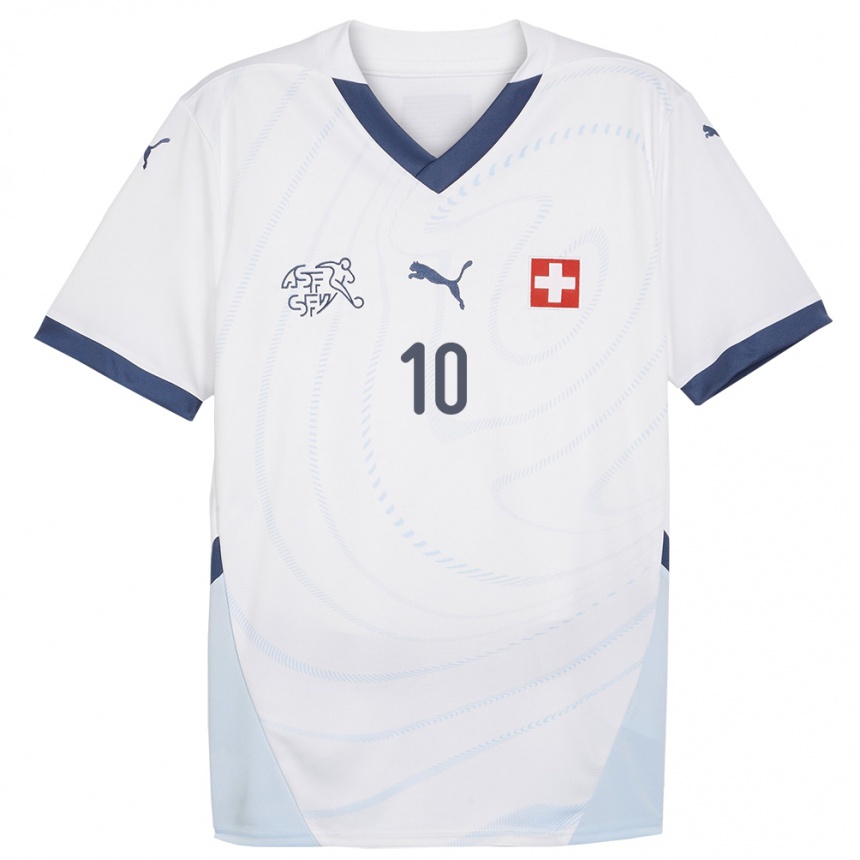 Mujer Fútbol Camiseta Suiza Granit Xhaka #10 Blanco 2ª Equipación 24-26 México