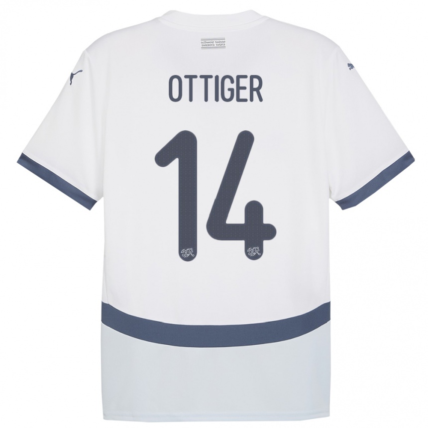 Mujer Fútbol Camiseta Suiza Severin Ottiger #14 Blanco 2ª Equipación 24-26 México